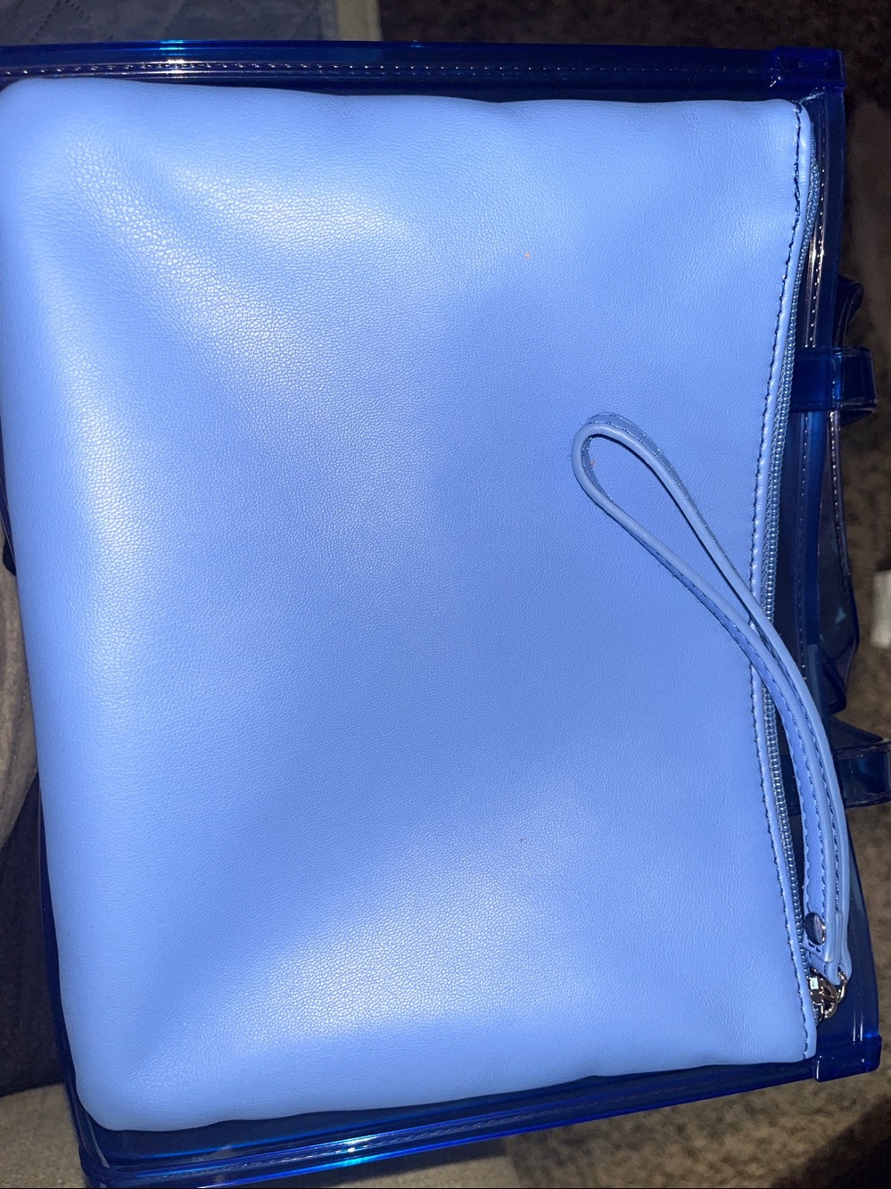 DKNY cobalt blue Hadlee jelly logo tote with removable strap - Picture 6 of 7